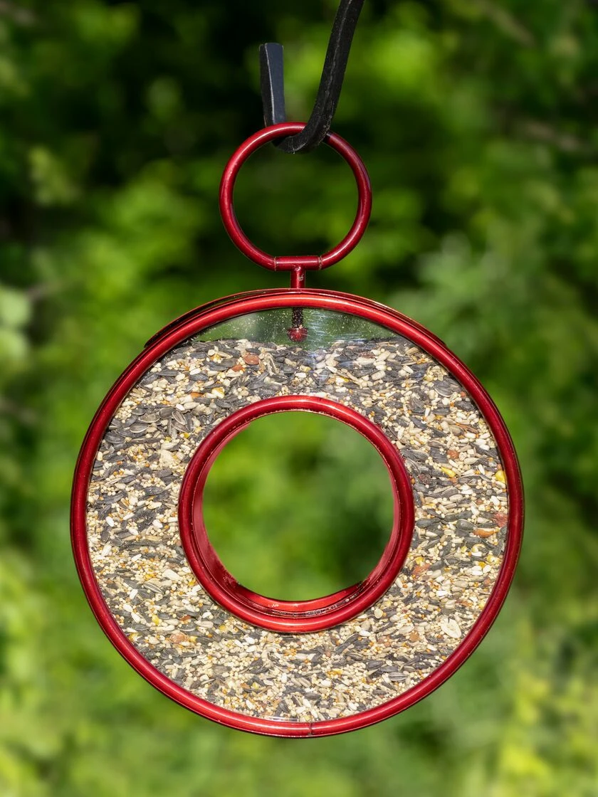 Circle Fly-Thru™ Bird Feeder With A Ruby Red Finish 1 Circle Fly-Thru™ Bird Feeder With A Ruby Red Finish
