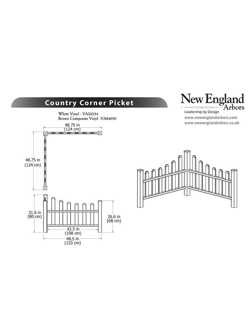 Country Corner Vinyl Picket Fence 2 Country Corner Vinyl Picket Fence - Image 2