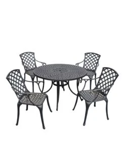 Crosley Sedona Five-Piece Outdoor Dining Set With High Back Armchairs -OW Garden Decor Shop 8599666 01v crosley sedona five piece outdoor dining set with high back arm chairs 48 inch black