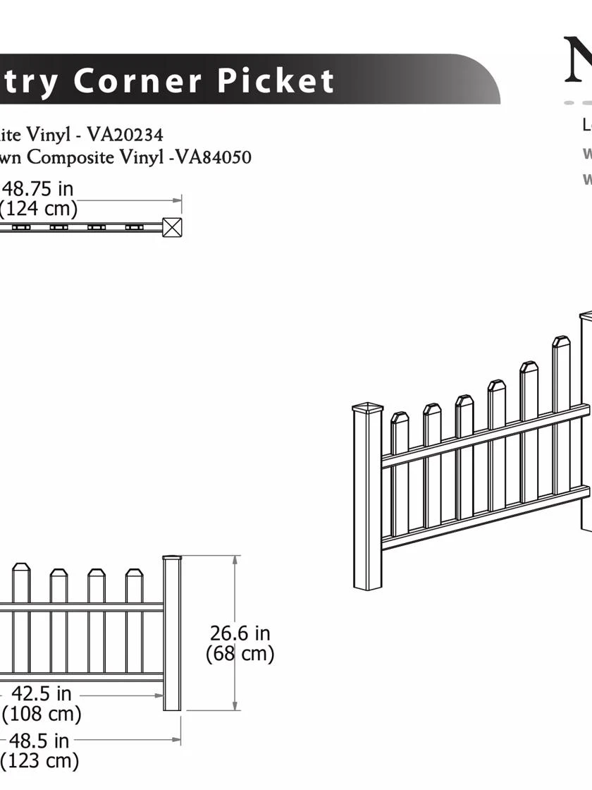 Country Corner Composite Picket Fence 2 Country Corner Composite Picket Fence - Image 2