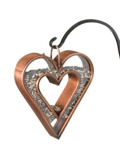 Fly-Thru™ Bird Feeder With Copper Finish -OW Garden Decor Shop 8600193 05v fly thru bird feeder with copper finish heart