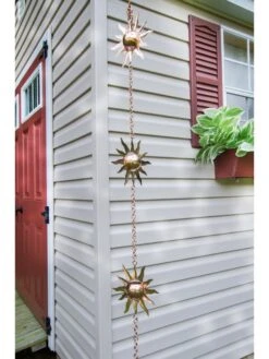 Sun Pure Copper Rain Chain, 8-1/2' -OW Garden Decor Shop 8600206 01v