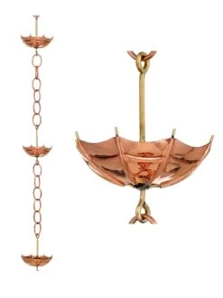 Umbrella Pure Copper Rain Chain, 8.5' 5 Umbrella Pure Copper Rain Chain, 8.5' -OW Garden Decor Shop 8600208 03v