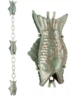 Fish Pure Copper Rain Chain, 8.5' -OW Garden Decor Shop 8600209 07V tif