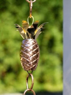 Pineapple Pure Copper Rain Chain, 8.5' -OW Garden Decor Shop 8600210 02v