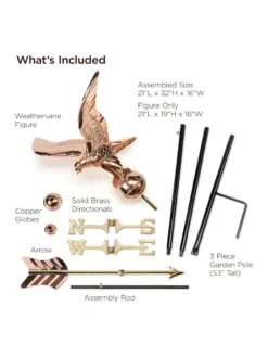 Eagle Garden Copper Weathervane With Pole -OW Garden Decor Shop 8600279 01v