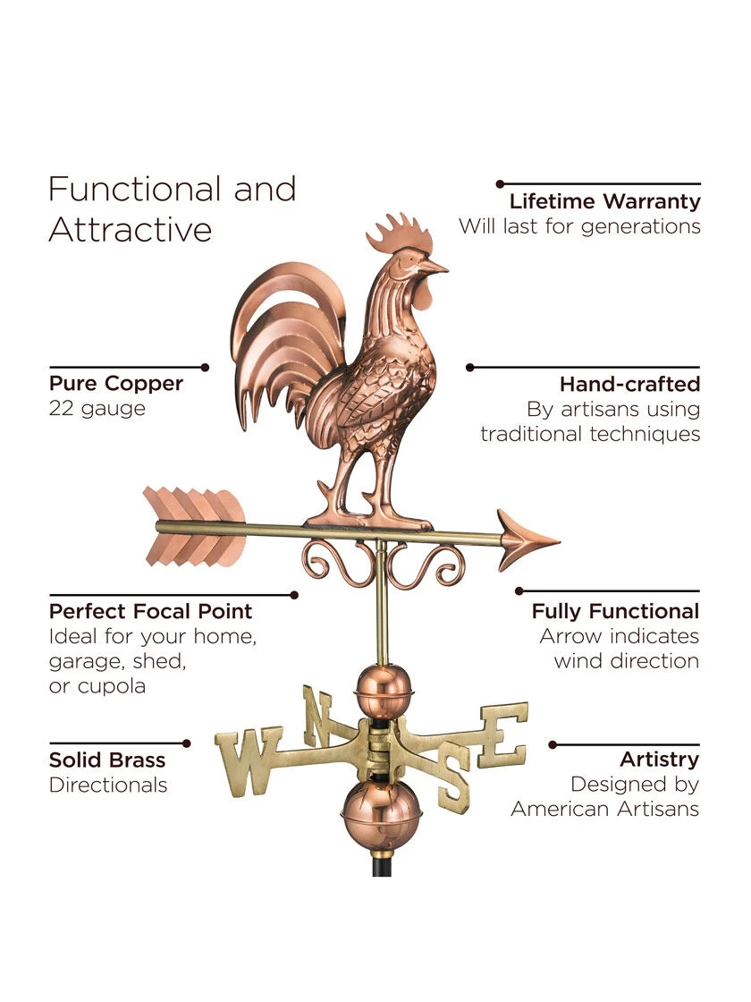 Bantam Rooster Copper Weathervane 2 Bantam Rooster Copper Weathervane - Image 2