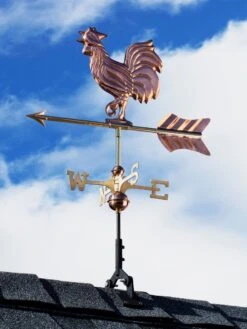 Rooster Cottage Copper Weathervane With Roof Mount 7 Rooster Cottage Copper Weathervane With Roof Mount -OW Garden Decor Shop 8600284 02v