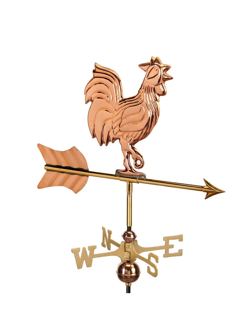 Rooster Cottage Copper Weathervane With Roof Mount 2 Rooster Cottage Copper Weathervane With Roof Mount - Image 2