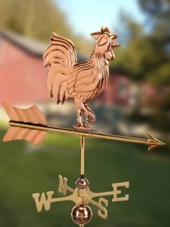 Rooster Garden Copper Weathervane With Pole -OW Garden Decor Shop 8600284 05v rooster cottage copper weathervane roof mount 1