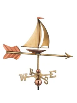 Sailboat Cottage Copper Weathervane With Roof Mount -OW Garden Decor Shop 8600347 02v sailboat cottage copper weathervane roof mount