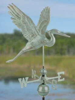 Graceful Blue Heron Copper Weathervane -OW Garden Decor Shop 8600374 07v