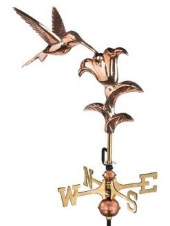 Hummingbird Cottage Copper Weathervane With Roof Mount -OW Garden Decor Shop 8600377 01v hummingbird garden copper weathervane pole 1