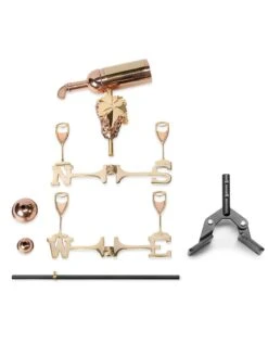 Wine Bottle Cottage Copper Weathervane With Roof Mount -OW Garden Decor Shop 8600383 03v