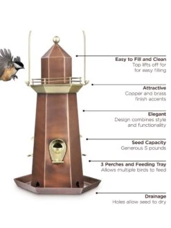 Lighthouse Bird Feeder -OW Garden Decor Shop 8609055 05v