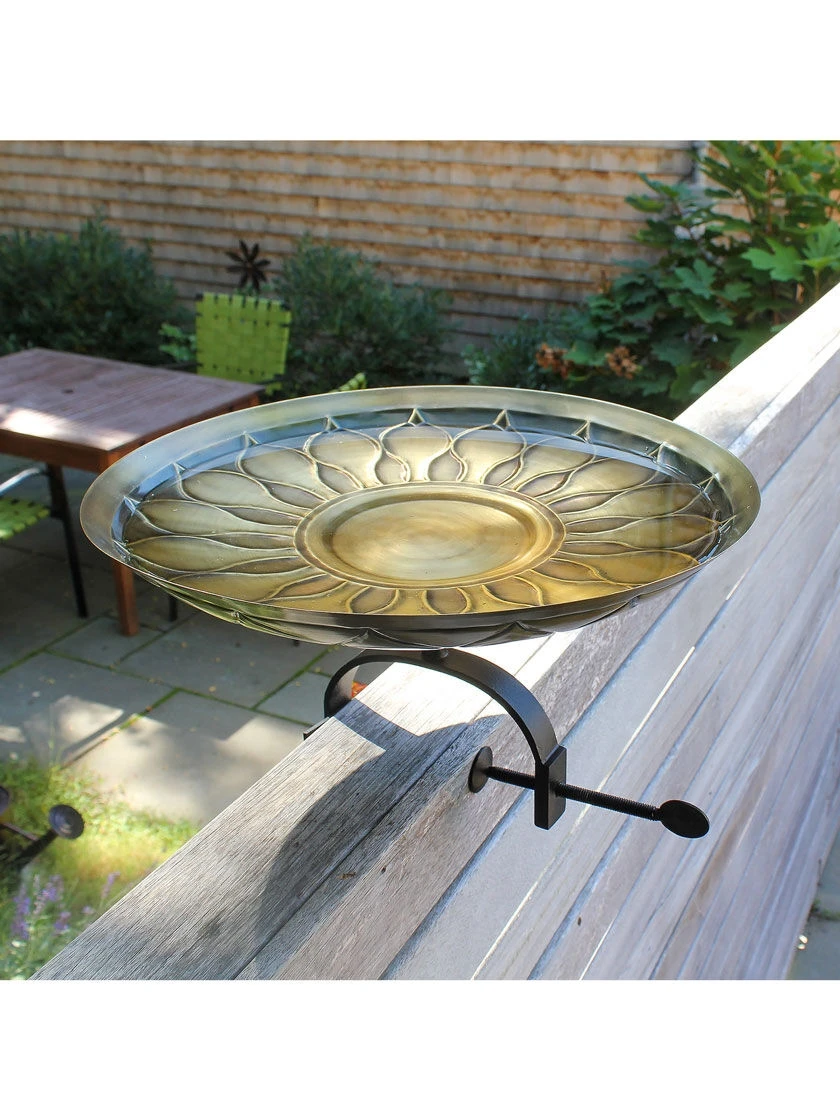 Achla Designs African Daisy Birdbath With Over-the-Rail Bracket 1 Achla Designs African Daisy Birdbath With Over-the-Rail Bracket