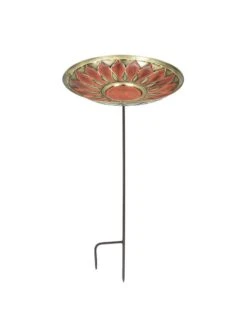 Achla Designs Red African Daisy Birdbath With Stake 5 Achla Designs Red African Daisy Birdbath With Stake -OW Garden Decor Shop 8609300 02v