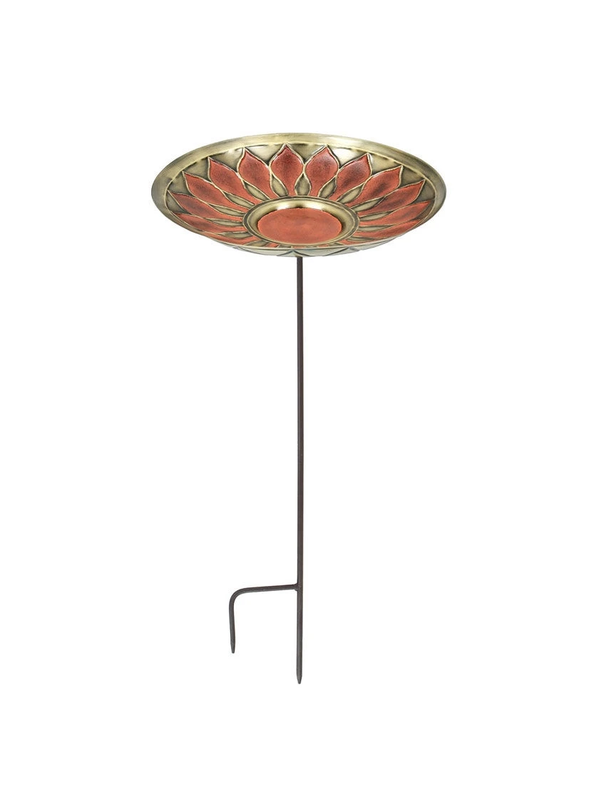 Achla Designs Red African Daisy Birdbath With Stake 3 Achla Designs Red African Daisy Birdbath With Stake - Image 3