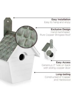 Classic Cottage Bird House With Verdigris Copper Roof -OW Garden Decor Shop 8609893 03v