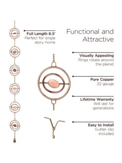 Stellar Copper Rain Chain, 8.5ft 5 Stellar Copper Rain Chain, 8.5ft -OW Garden Decor Shop 8610093 03v