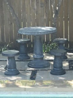 Round Patio Garden Table -OW Garden Decor Shop 8610576 12v exaco trading endura clay stools set of 4 2