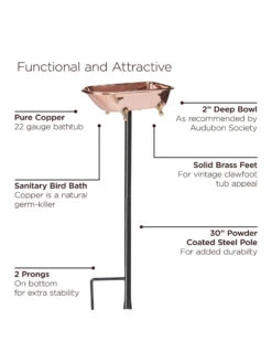 Copper Bathtub Birdbath -OW Garden Decor Shop 8612202 06v