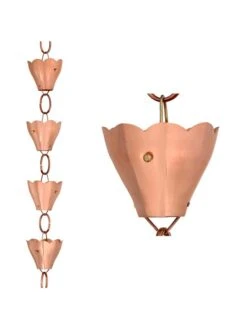 Tulip Pure Copper Rain Chain, 8.5' -OW Garden Decor Shop 8612740 03v