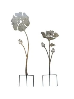 Poppy Garden Stakes Set Of 2 -OW Garden Decor Shop 8613140 7822