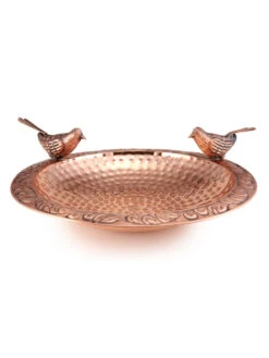 Pure Copper Bird Bath With Two Copper Birds And Multipronged Garden Pole -OW Garden Decor Shop 8613378 04v
