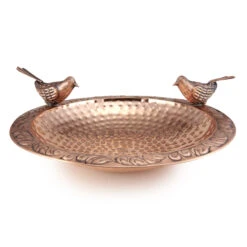 Pure Copper Bird Bath With Two Copper Birds And Tree Multipronged Garden Pole -OW Garden Decor Shop 8613379 05v