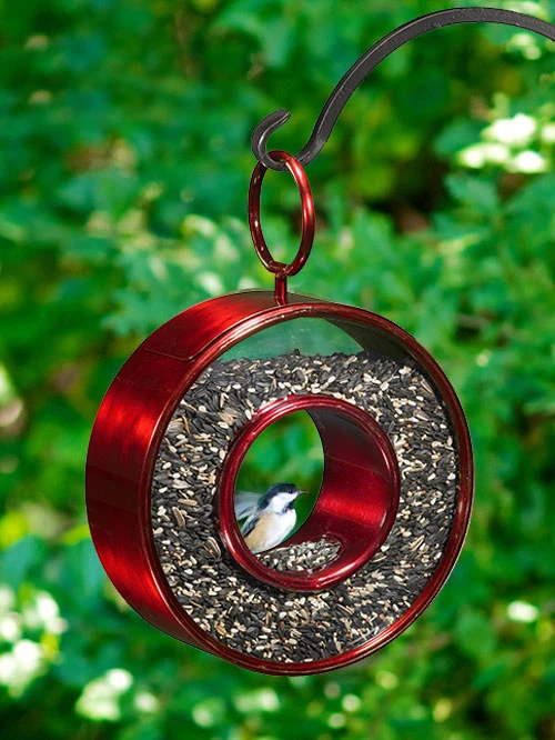 Circle Fly-Thru™ Bird Feeder With A Ruby Red Finish 2 Circle Fly-Thru™ Bird Feeder With A Ruby Red Finish - Image 2