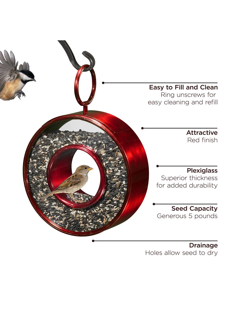 Circle Fly-Thru™ Bird Feeder With A Ruby Red Finish 4 Circle Fly-Thru™ Bird Feeder With A Ruby Red Finish - Image 4