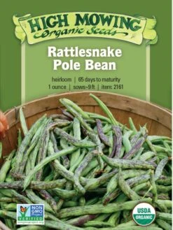 Rattlesnake Pole Bean Organic Seeds